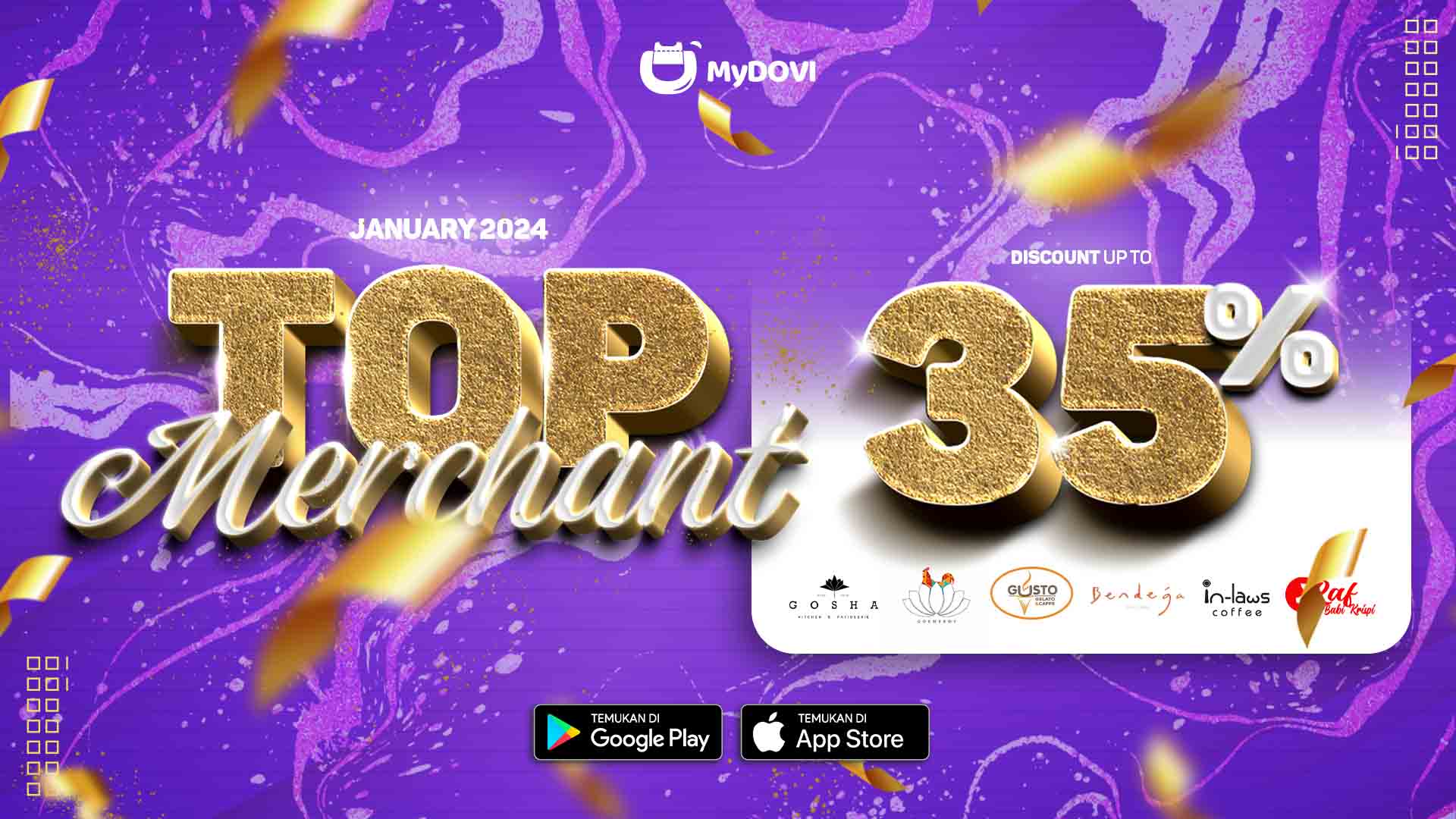 Sambut Tahun Baru dengan Digital Voucher “Top Merchant” Januari 2024 di MyDOVI